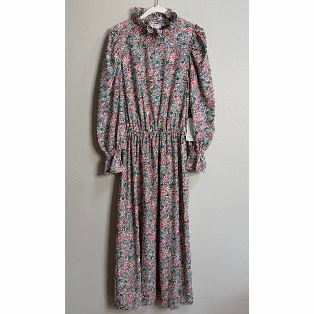 Never Fully Dressed Floral Print High Neck Long Sleeve Maxi Dress Size 8